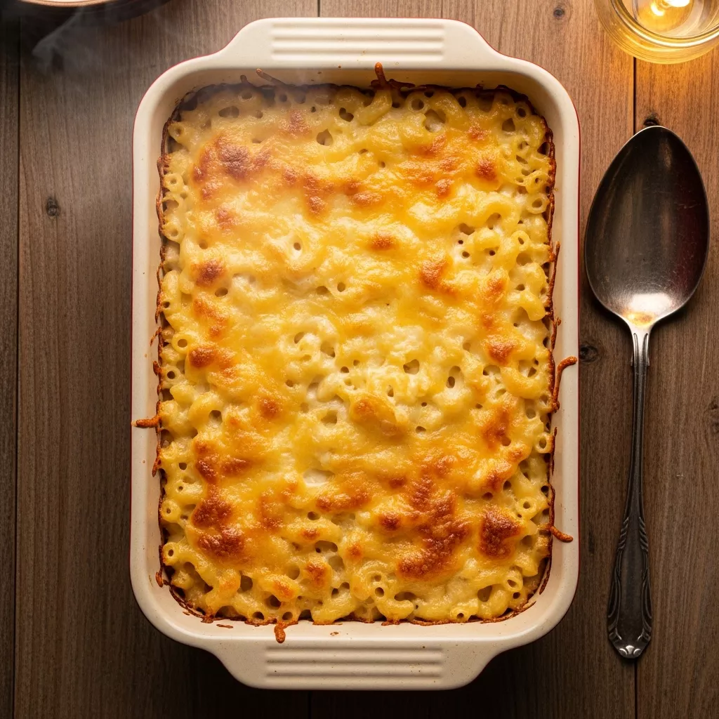 Delicious homemade copycat chick fil a mac and cheese fresh from the oven