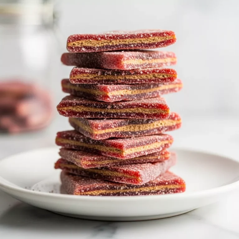 Side view of stacked cinnamon rock candy pieces showing glass-like texture