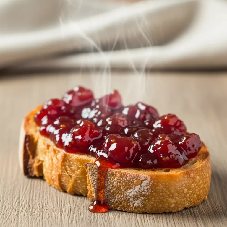 slow cooker christmas jam Toasted sourdough bread topped with thick strawberry cranberry jam