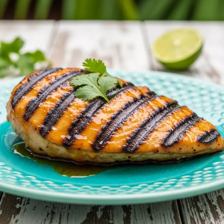 key west grilled chicken Side view of grilled chicken breast showing juicy texture and char marks