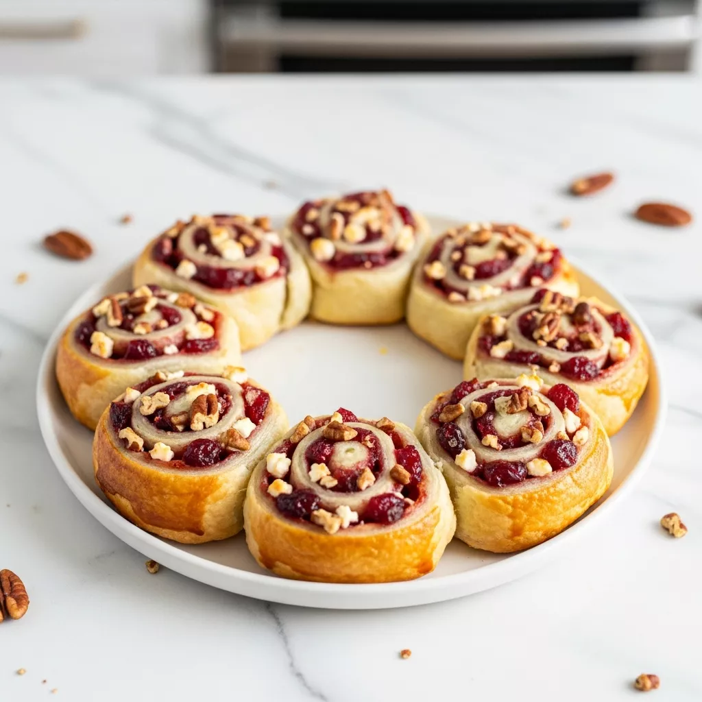 Close-up of delicious homemade cranberry feta pinwheels