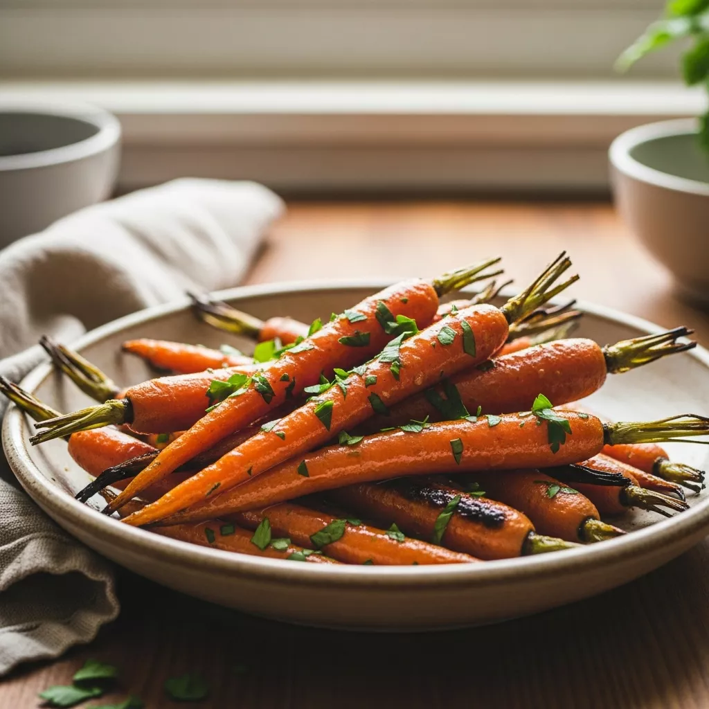Close-up of delicious honey garlic carrots