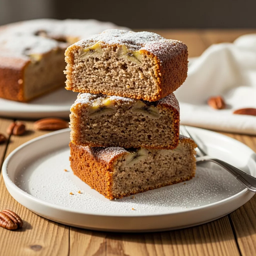 Close-up of delicious slices of classic banana cake recipe