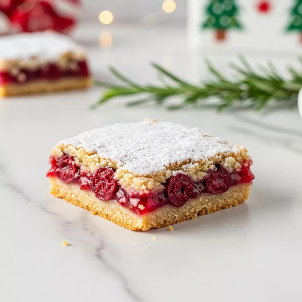 Close-up of a delicious christmas cherry bars