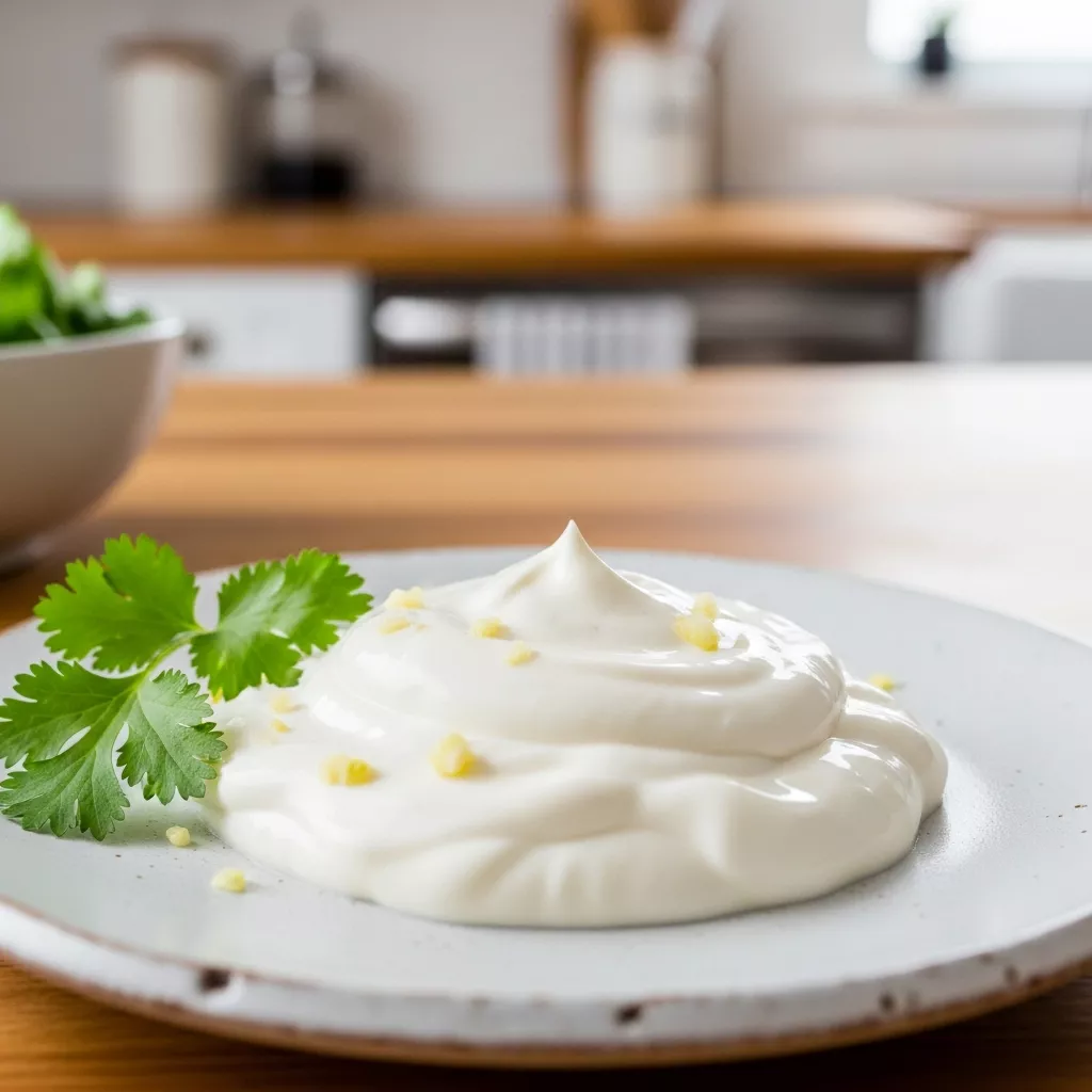 Close-up of creamy chipotle garlic sour cream