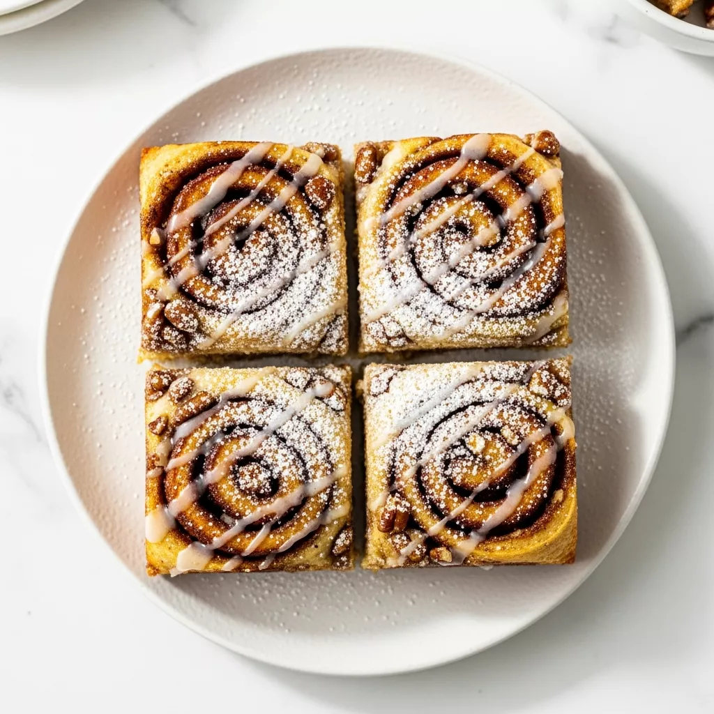 Close-up of delicious homemade cinnamon roll bliss bars