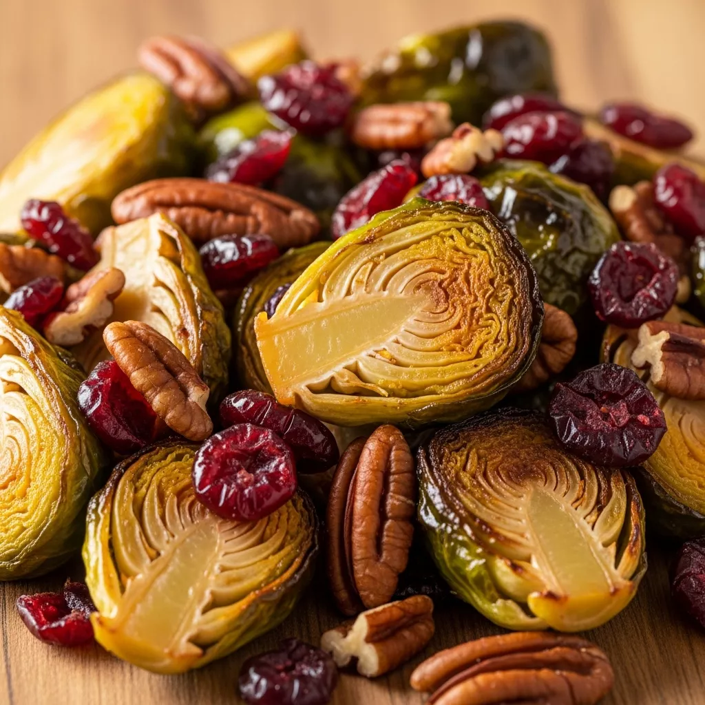 Orange Maple Glazed Brussels Sprouts with Cranberries