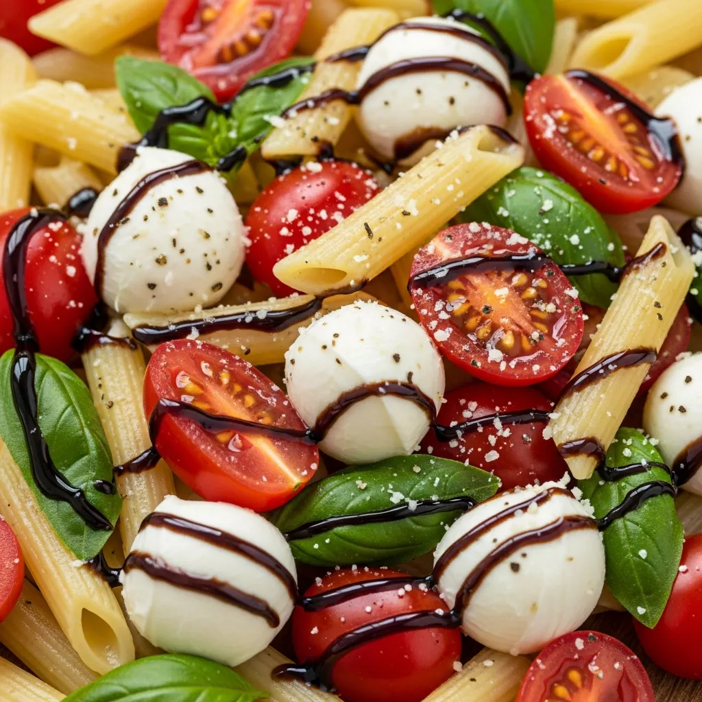 Delicious Caprese Pasta Salad with Balsamic Glaze