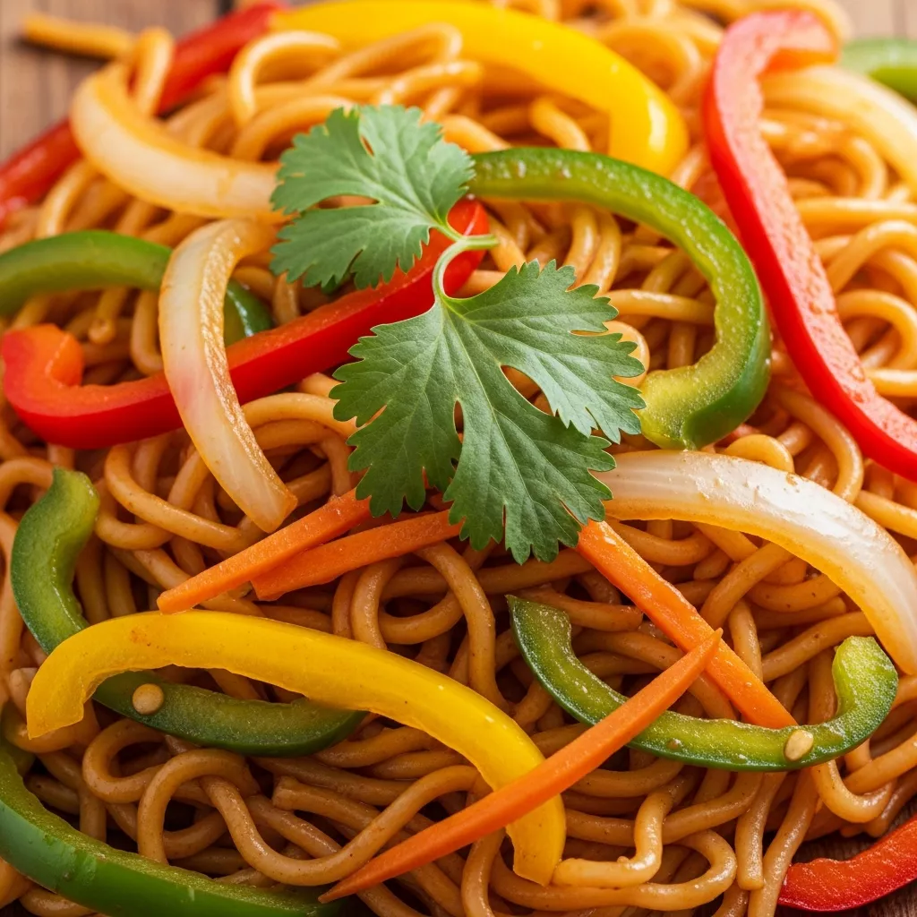 Spicy Garlic Chili Noodles close-up
