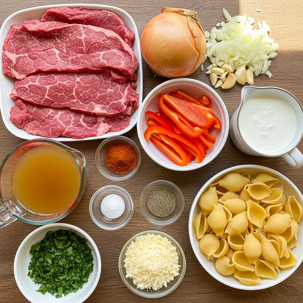 Ingredients for Smoky Paprika Steak Shells: Creamy Comfort Delight