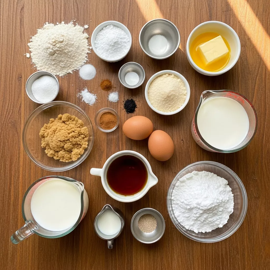 Ingredients for Soft Baked Maple Donut Bars