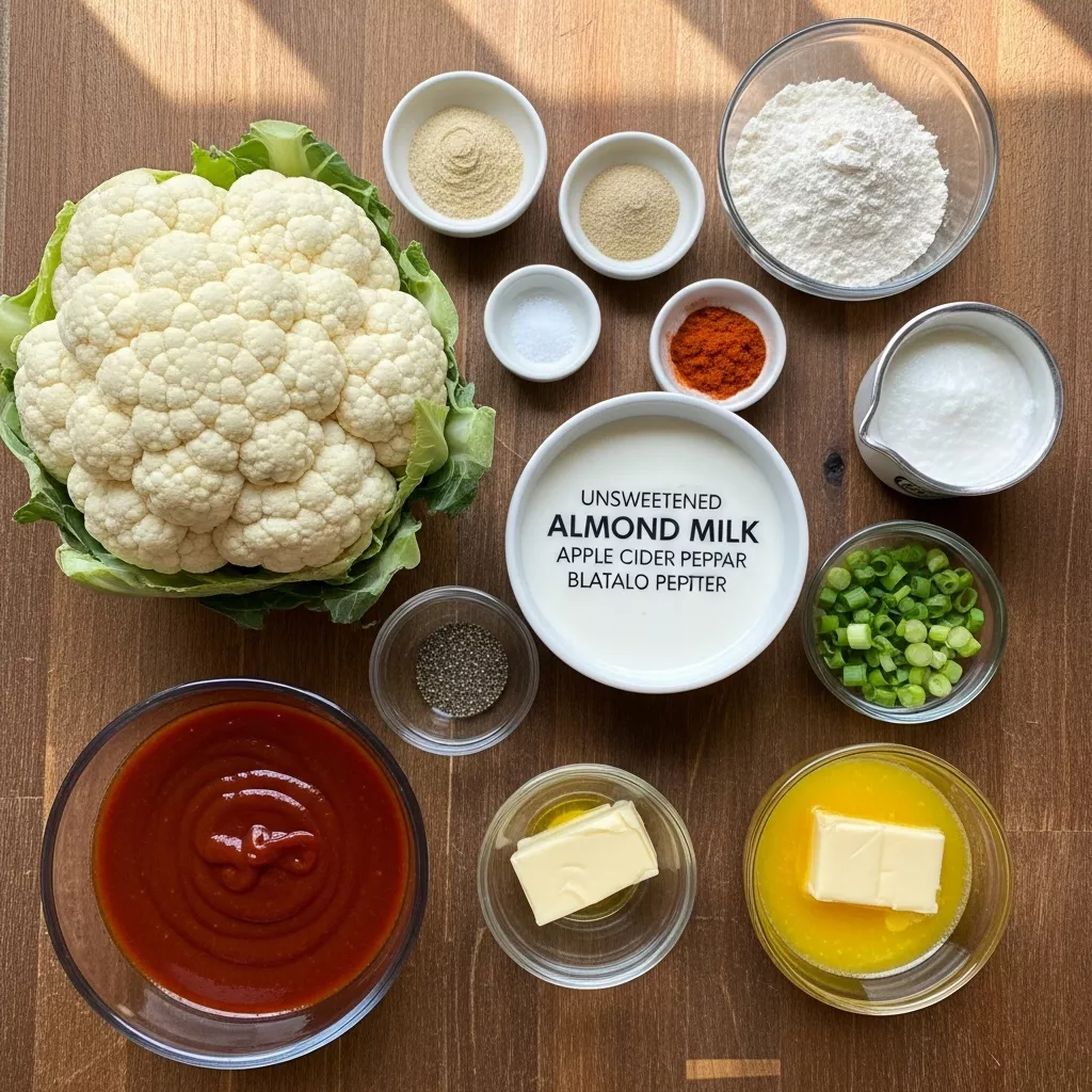 Ingredients for Crispy Baked Buffalo Cauliflower Bites