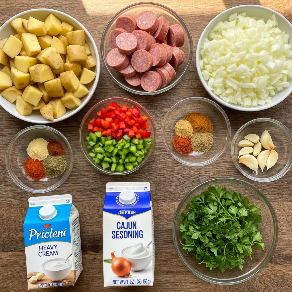 Ingredients for Creamy Slow Cooker Cajun Potato Soup