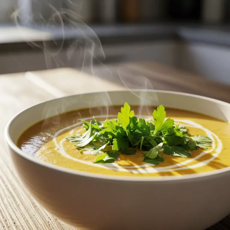 Creamy vegetable soup served in a bowl