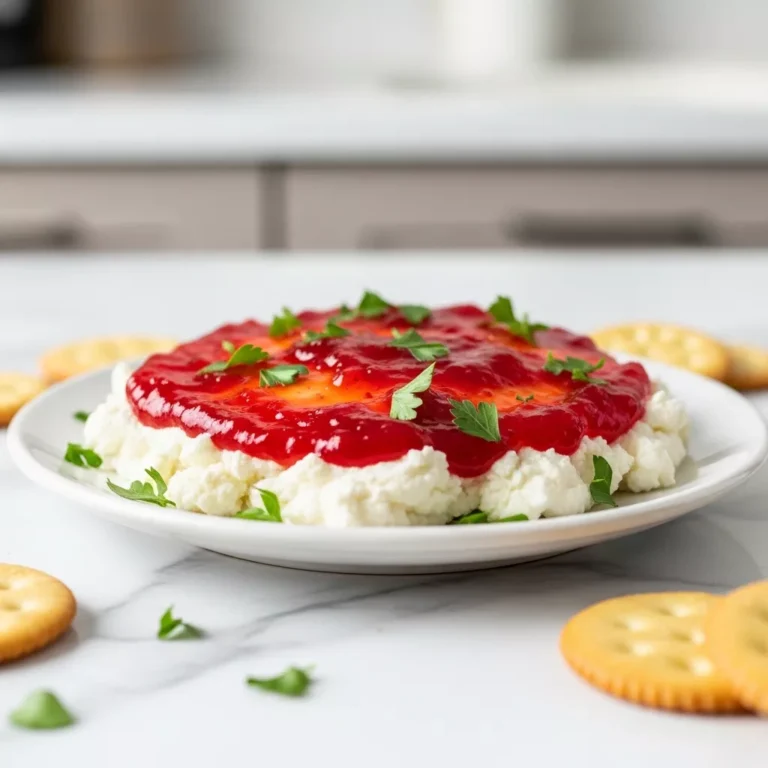 Creamy pepper jelly appetizer on crackers