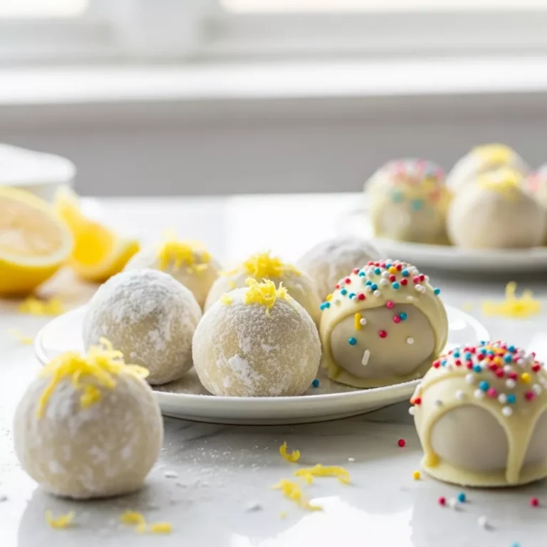 Creamy lemon truffles on a plate, ready to be served