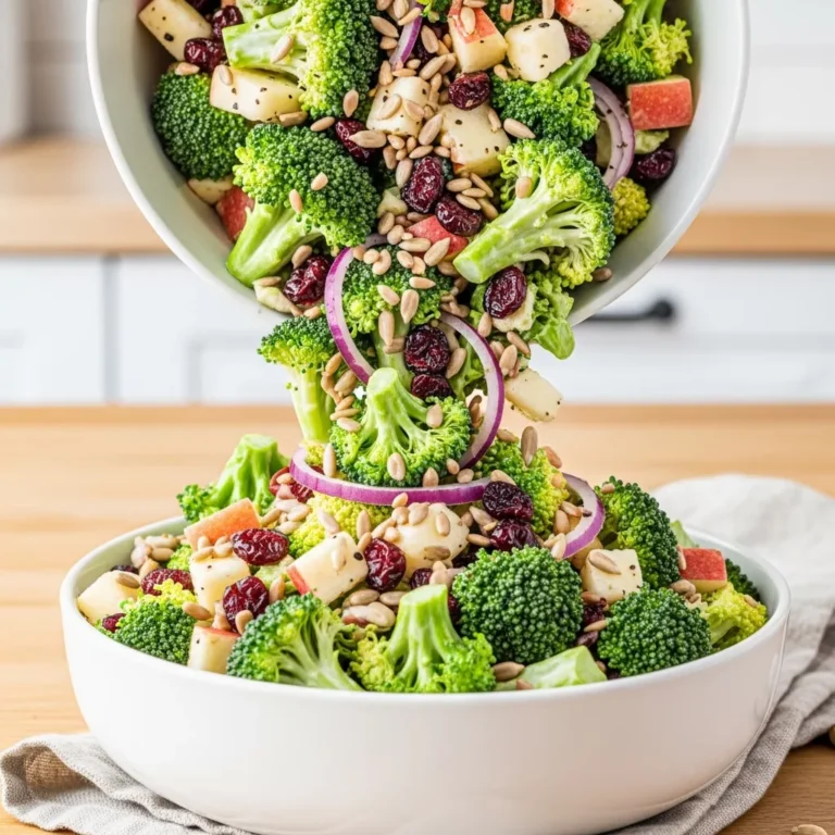 Close-up of broccoli apple crunch salad