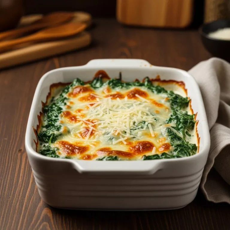 creamed spinach recipe Close-up of creamy homemade creamed spinach