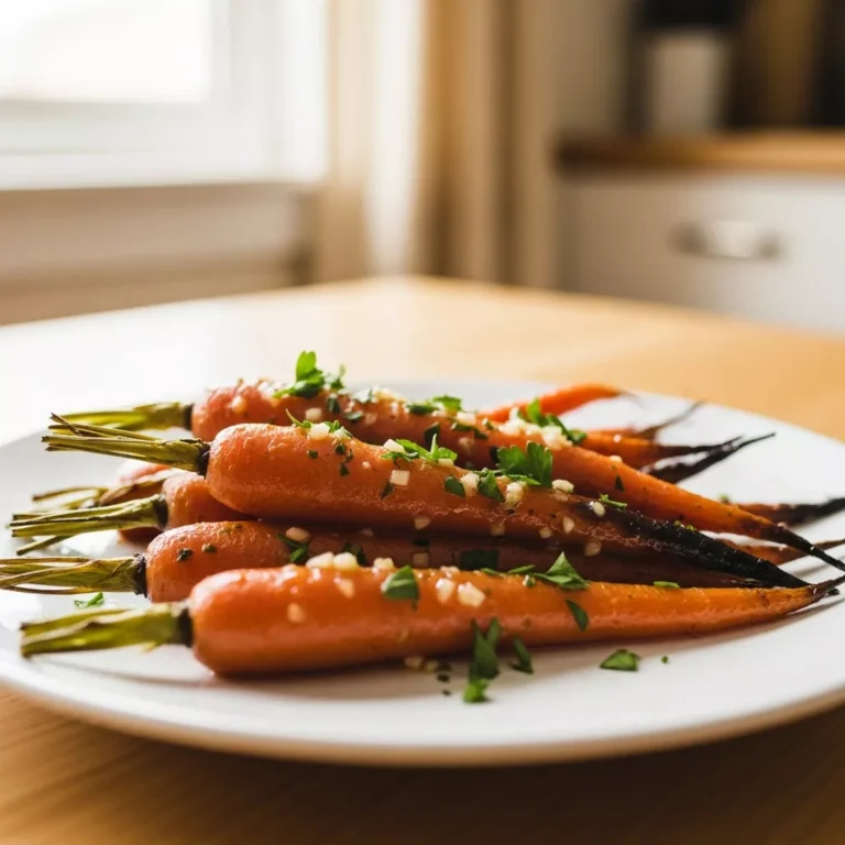 Honey garlic carrots close-up