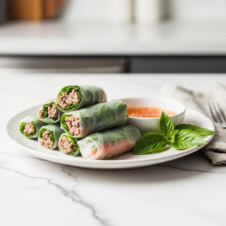 Thai Basil Beef Rolls on a plate