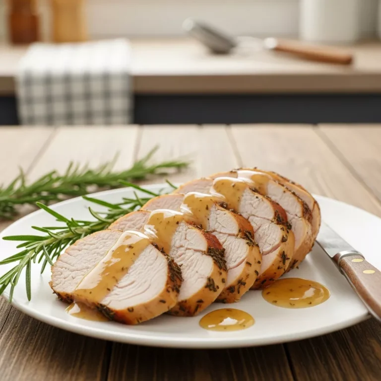 Crock pot turkey breast roast with gravy and rosemary