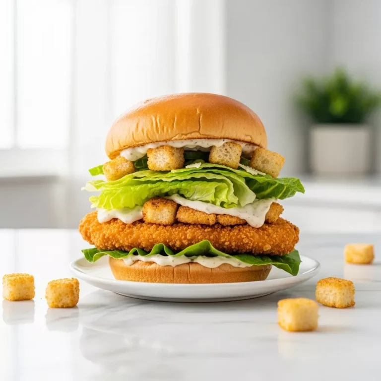 Crunchy Chicken Caesar Sandwich on a plate
