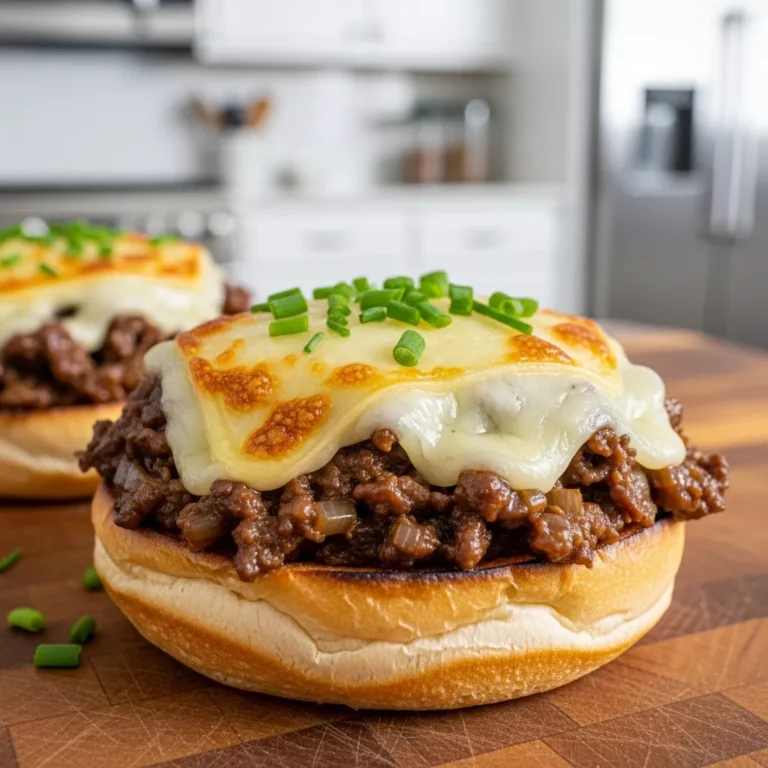 french onion sloppy joes French Onion Beef Sloppy Joes recipe card image