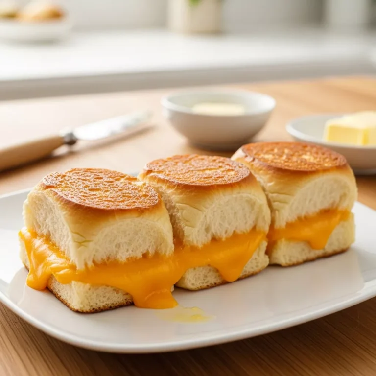 Mini grilled cheese Hawaiian rolls on a plate