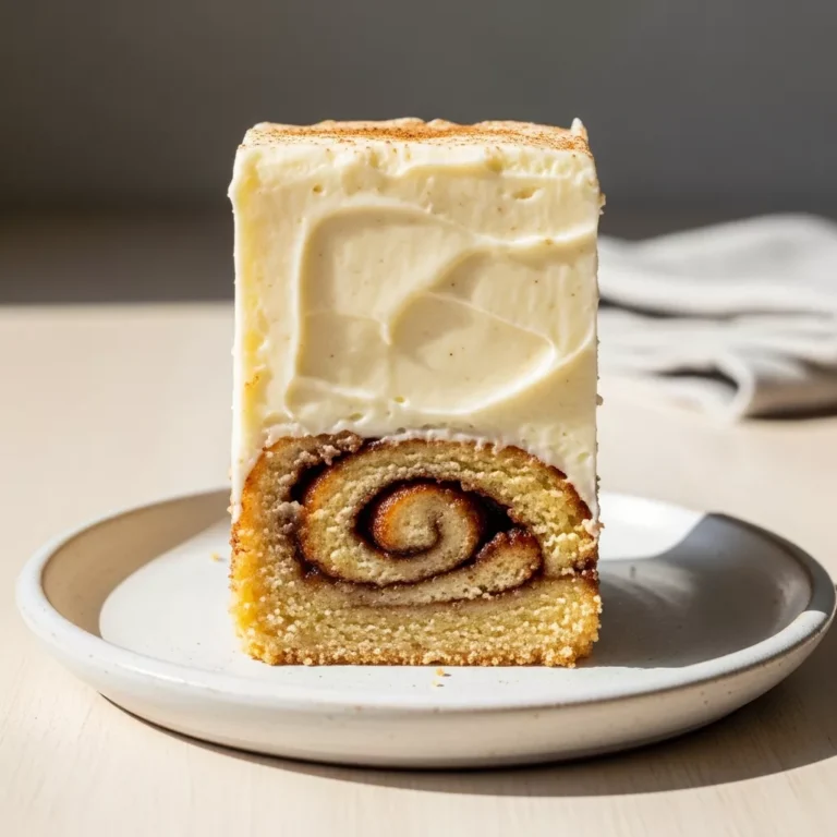 easy cinnamon roll bars Side view of a delicious Cinnamon Roll Bliss Bar with thick cream cheese glaze