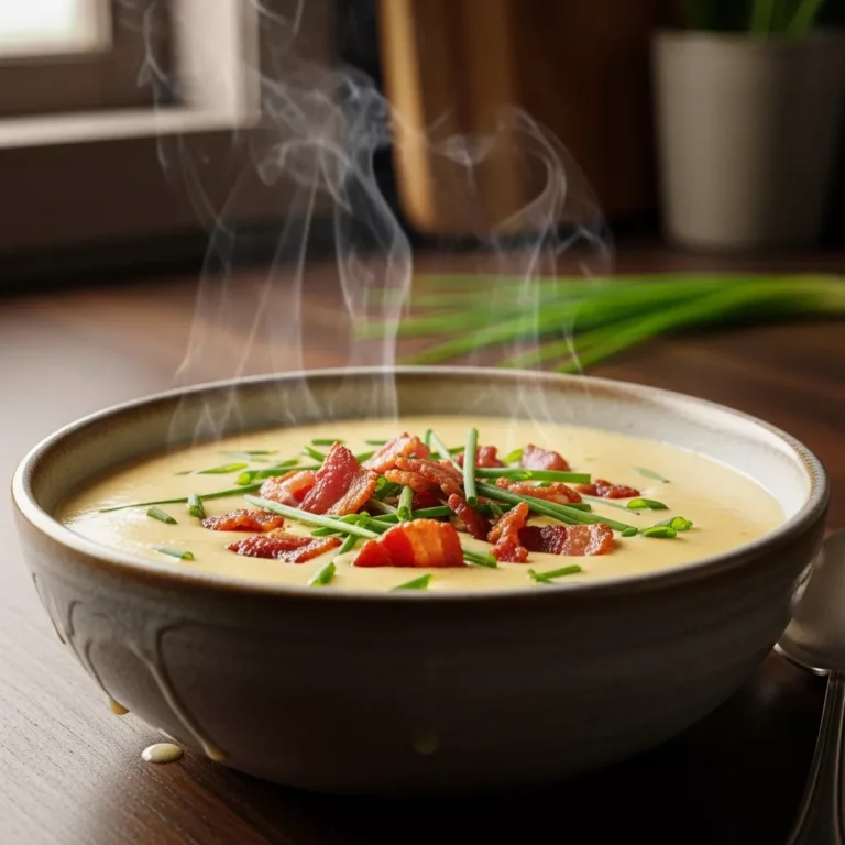 Creamy cajun potato soup with turkey turkey turkey bacon and chives
