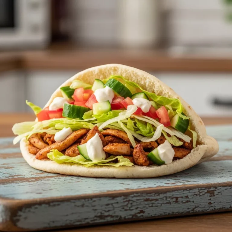 chicken shawarma recipe Close-up of homemade chicken shawarma