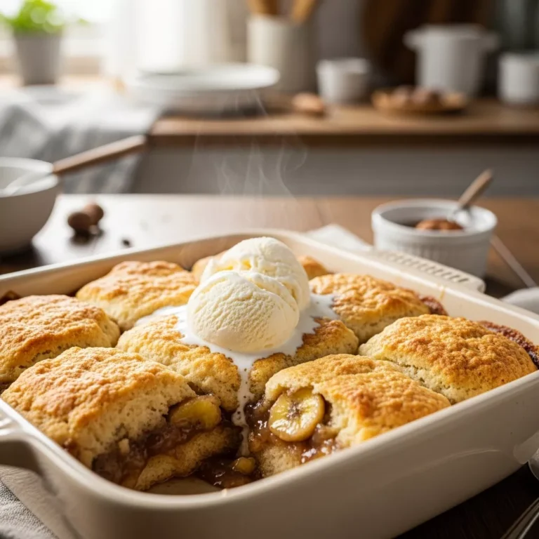 Close-up of Southern Banana Cobbler