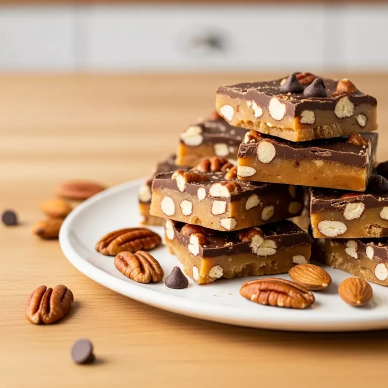 classic christmas toffee Close-up of Christmas Toffee on a plate
