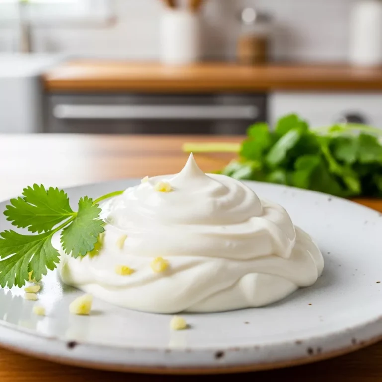 Close-up of creamy chipotle garlic sour cream
