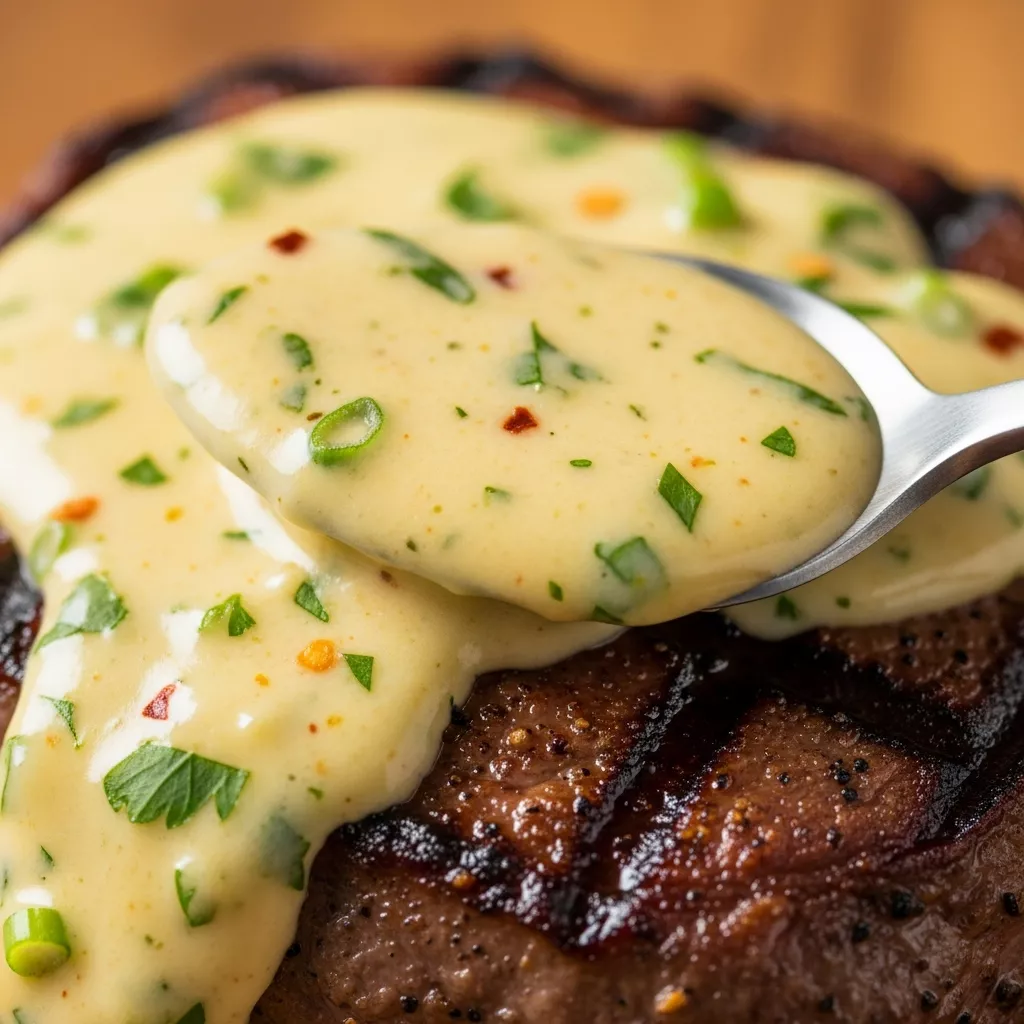 Creamy Zesty Cowboy Butter Steak Sauce on Grilled Steak