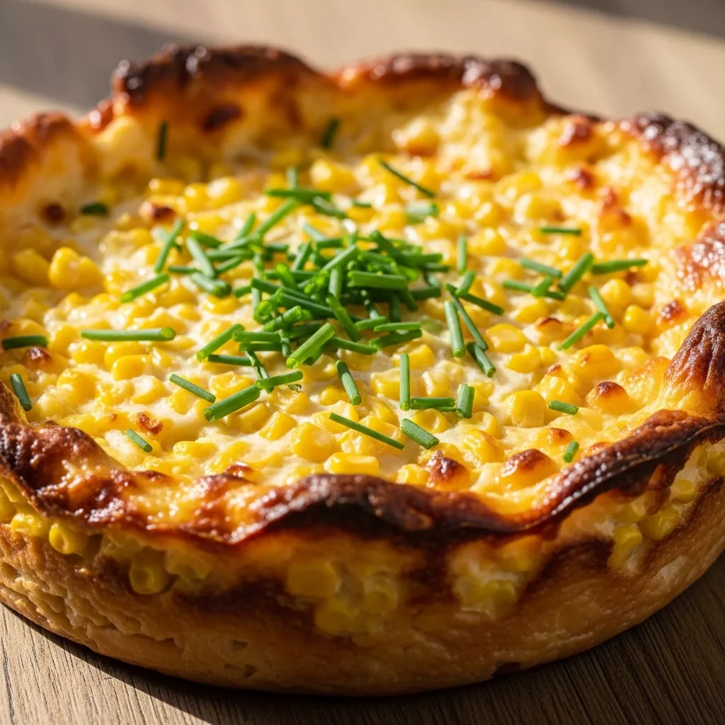 Cream Cheese Corn Casserole with crisp edges and creamy interior