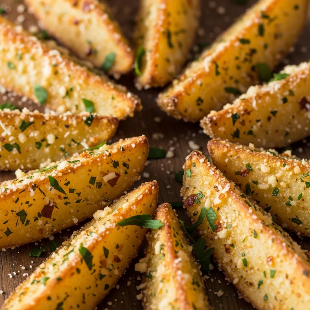 Crispy Garlic Parmesan Potato Wedges Recipe