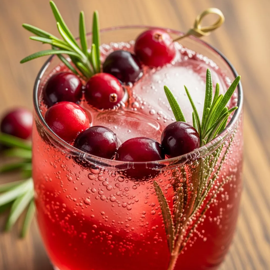 Pineapple Cranberry Christmas Drink: Festive Pineapple Cranberry Christmas Mocktail close-up shot