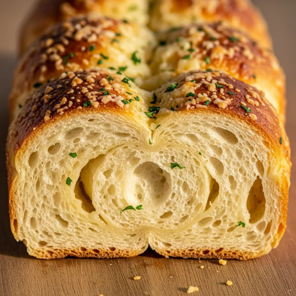 Close-up of golden brown Garlic Parmesan Cheese Bread