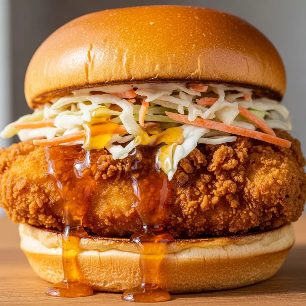 Spicy-Sweet Hot Honey Chicken Sandwich close-up
