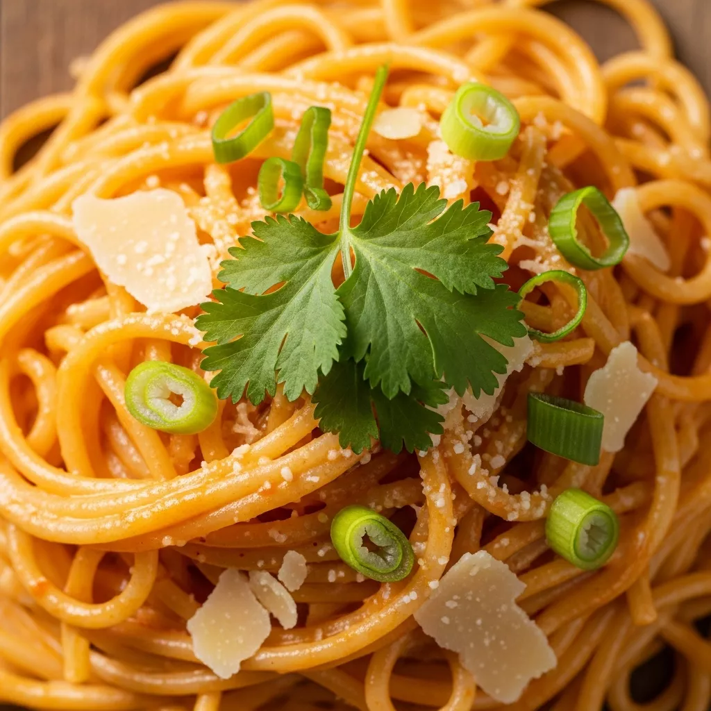 Creamy Gochujang Pasta close-up shot