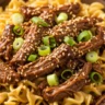 Cozy Slow Cooker Korean Beef Noodles close-up