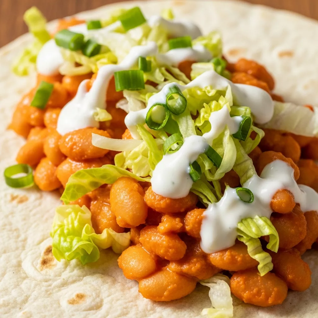 Creamy Buffalo White Bean Tacos close-up