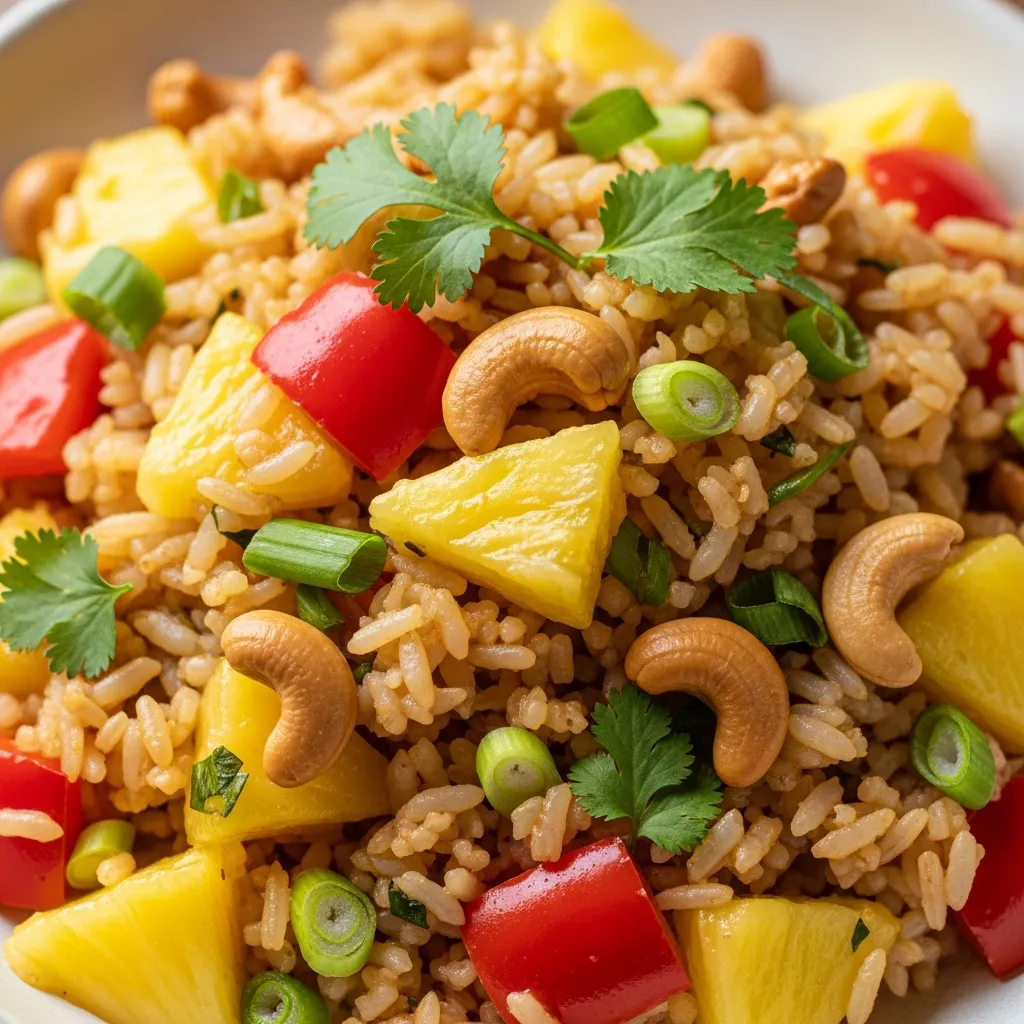 Close-up of Tropical Pineapple Ginger Rice