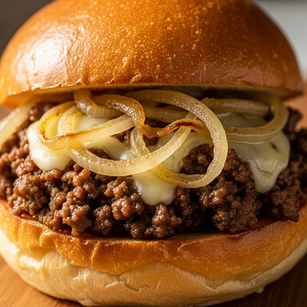 French Onion Sloppy Joes: French Onion Beef Sloppy Joes with Gruyère on Brioche