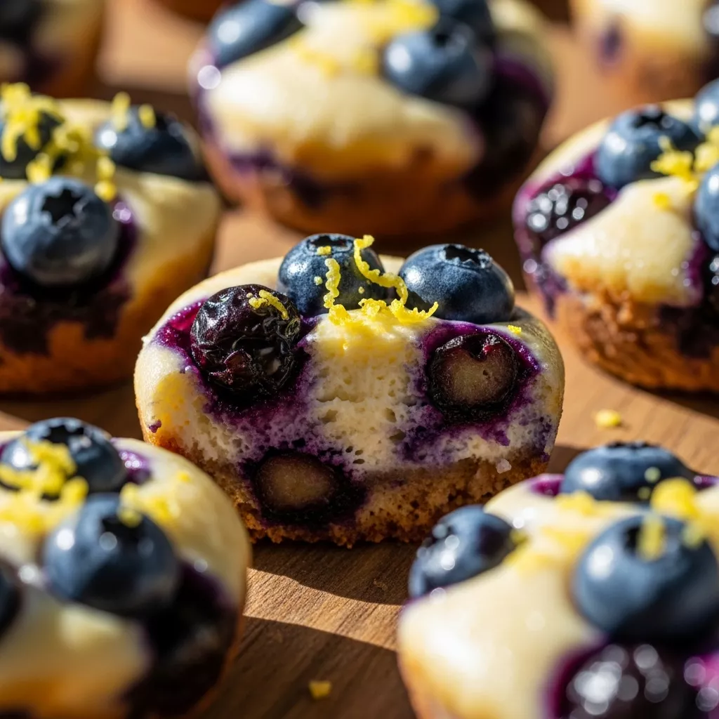 Close-up of Blueberry Cheesecake Protein Bites