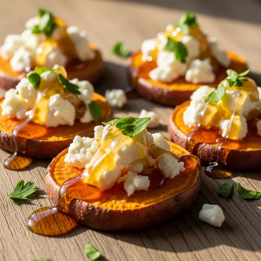 Honey-Drizzled Sweet Potato Rounds with Feta