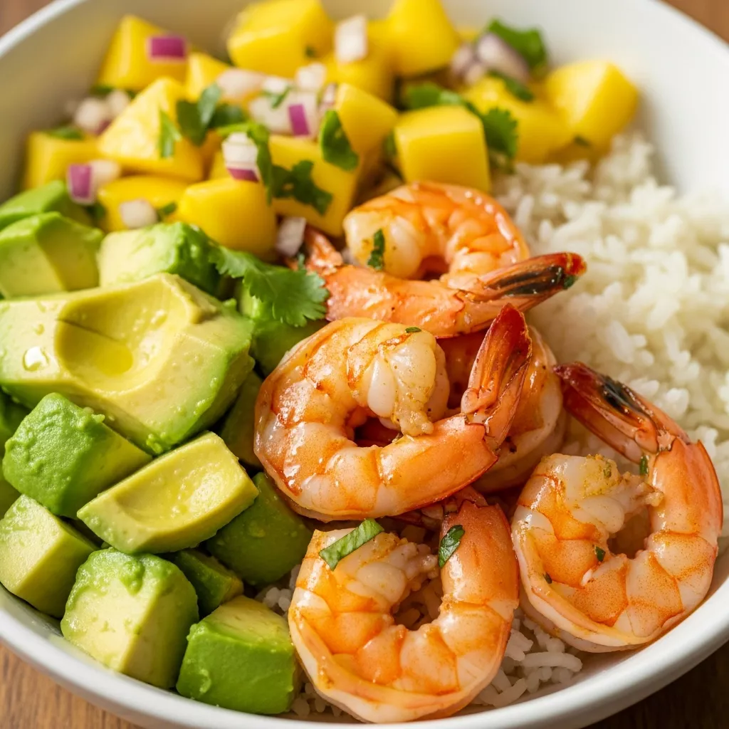 Zesty Shrimp Avocado Bowl with Mango Salsa