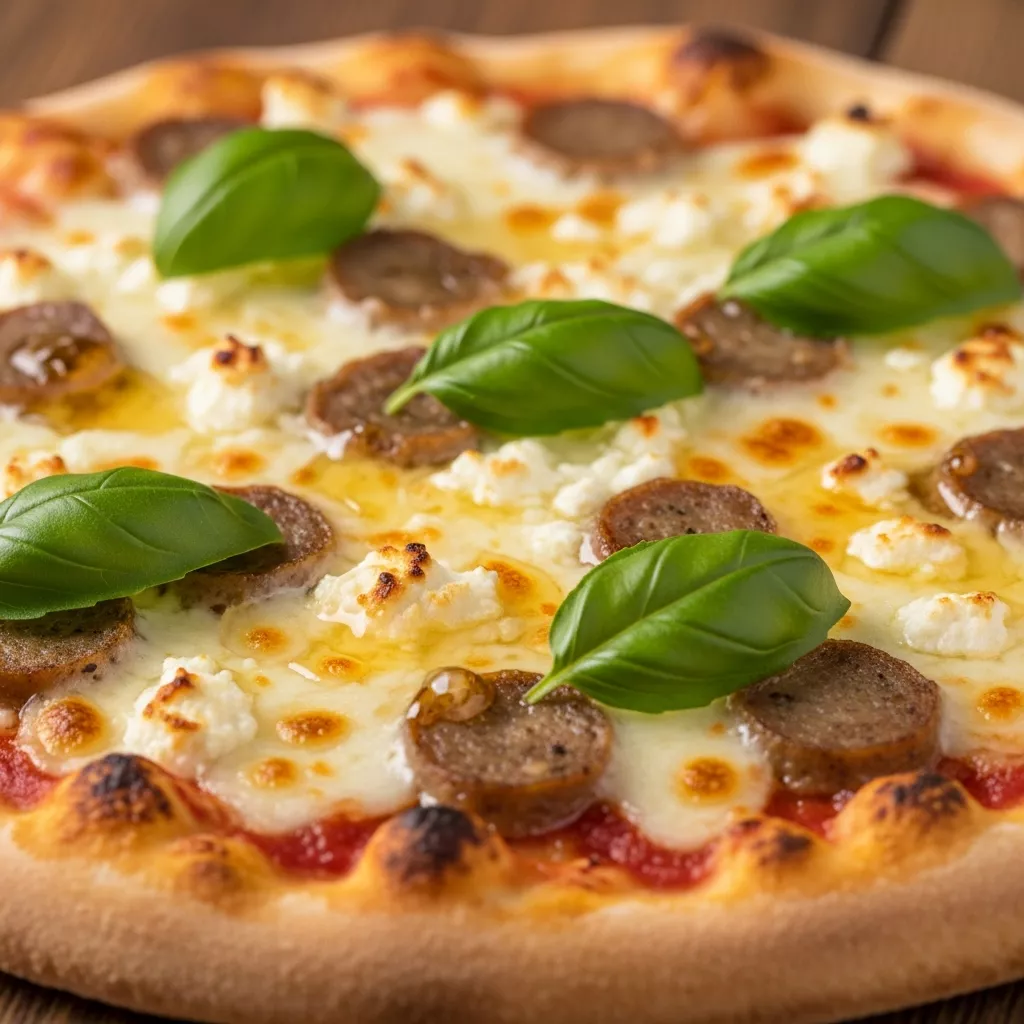 Hot Honey Turkey Sausage and Feta Pizza