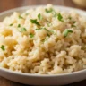 Ultra Creamy Garlic Parmesan Rice Pilaf close-up